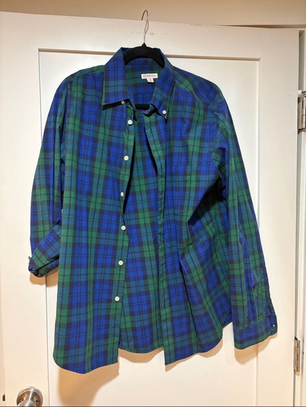 Merona Blue and Green Plaid Button-Down Shirt